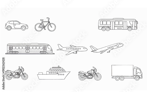 transportation icon set, Traveling tools set, Traveling ways , Traveling gadget set,Car,bus, aeroplane icon,Fast means of transportation 