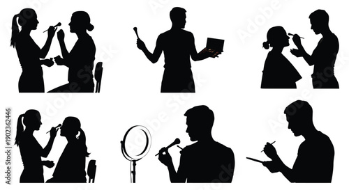 Makeup artists at work in professional studio setting