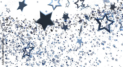 Fotografía Abstract background featuring falling blue stars on white