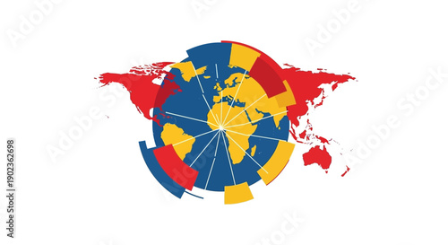 Global Connectivity and Data Distribution Concept. Abstract World Map Business Strategy Infographic Vector.