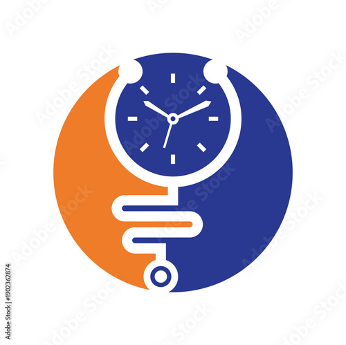 Time stethoscope vector logo design template. Health and medical or pharmacy logo concept.