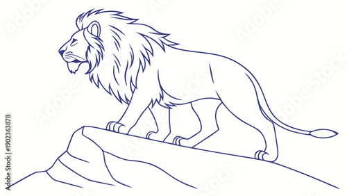 Majestic lion standing proudly on rocky outcrop