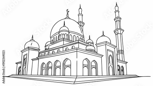 Stunning mosque architecture with domes and minarets
