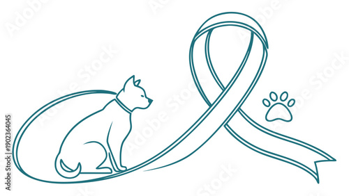 Cat memorial ribbon symbolizing pet loss and remembrance