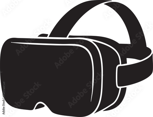 VR Headset Virtual Reality Futuristic Tech Silhouettes on white background
