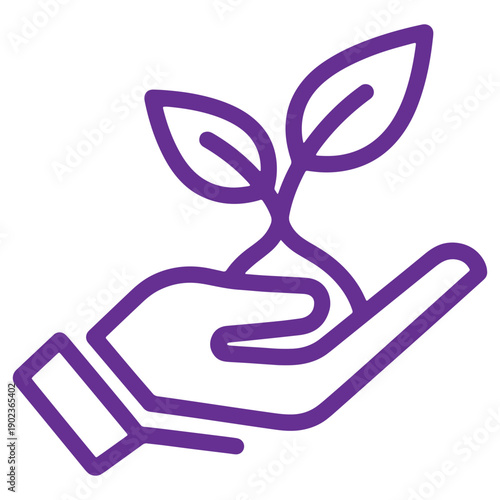 Hand holding a small plant with leaves symbolizing growth and nurturing isolated on a transparent background