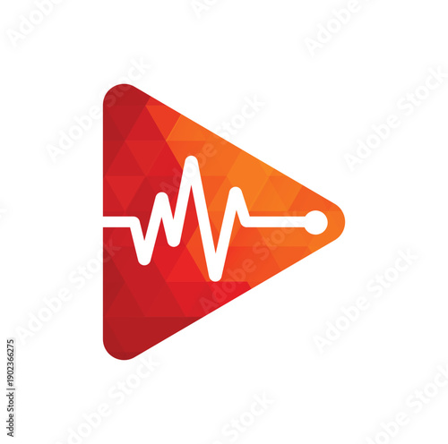 Medical podcast logo with Heart pulse. Podcast Heartbeat Line Logo Design Vector Template.