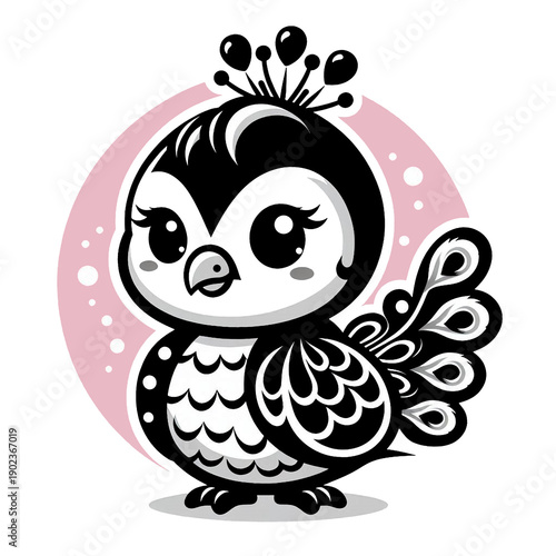 black and white peacock