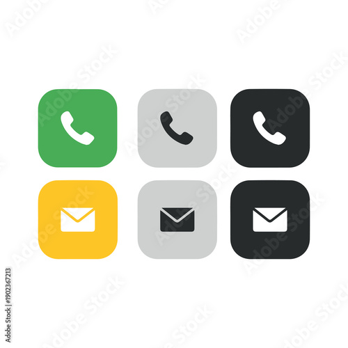 Colorful communication icons showcasing telephone and mail symbols in modern style