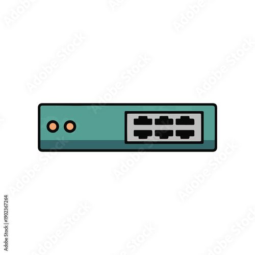 Network switch flat vector icon illustration for sticker, logo, book, t-shirt design and more