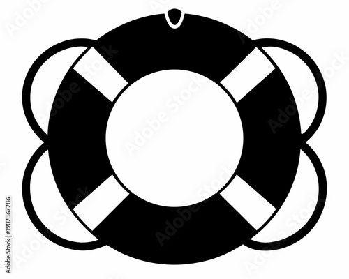 Rescue Lifebuoy Silhouette Vector, Beach and Pool Safety Design