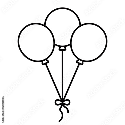 2つの風船の装飾用シンプル線画イラスト