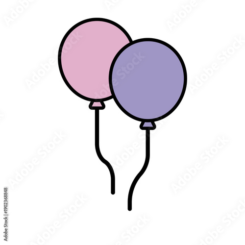 2つの風船の装飾用カラーベクターイラスト