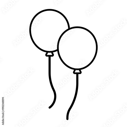 2つの風船の装飾用シンプル線画イラスト