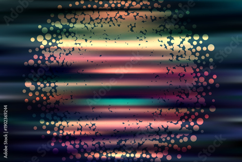 Abstract wavy background with round dotted shape. Cloud of random vivid dots. Motion design backdrop