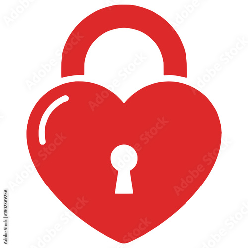 Red Heart Shape Padlock with Key Hole
