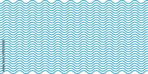 Seamless Wave Pattern, Hand drawn water sea vector background. Wavy beach print, curly grunge paint lines,
