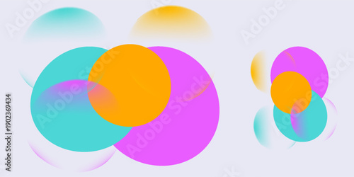 Colored and glass circles and balls. Abstract light geometric background.