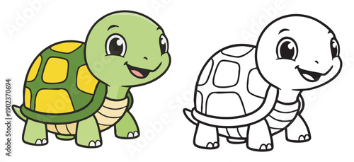 Colorful cartoon turtles for kids educational materials