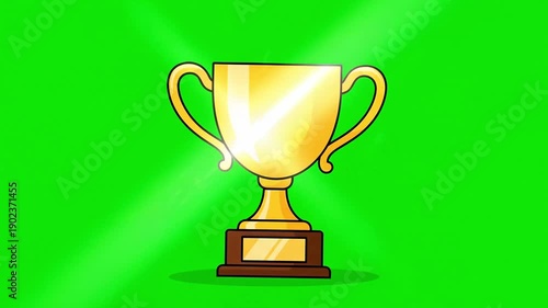 Wallpaper Mural Gold trophy cup turning in place against vivid green screen backdrop with clean lighting and single centered metal award object Torontodigital.ca