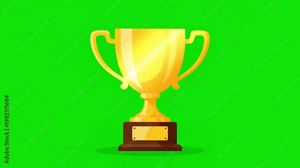 custom made wallpaper toronto digitalGold trophy cup rotating slowly on bright green screen background with centered isolated object and reflective metal surface in studio