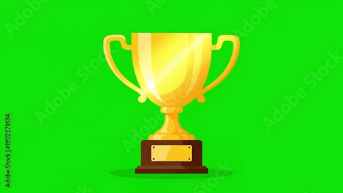 Wallpaper Mural Gold trophy cup rotating slowly on bright green screen background with centered isolated object and reflective metal surface in studio Torontodigital.ca