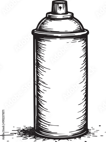 An artistic illustration of an aerosol spray can with clean lines and textures, perfect for creative projects and graphic design.