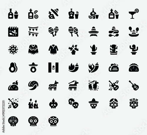 Cinco de Mayo Fiesta Solid Icon Set