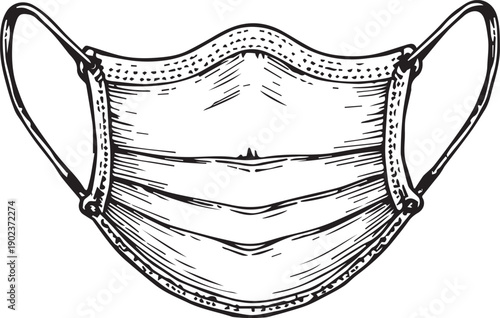 A detailed illustration of a medical face mask, a crucial symbol of health and safety in modern times.