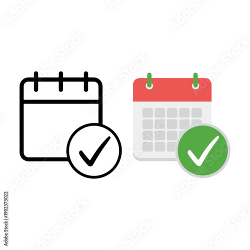 Two calendars with checkmarks symbolizing scheduling and confirmation
