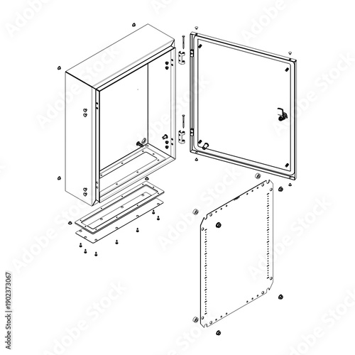 Industrial cabinet for electrical equipment wall mounted black and white
