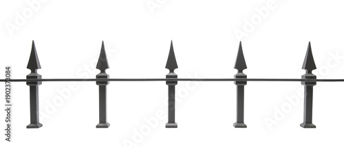Elegant metal fence with pointed tops, showcasing sleek design and sturdy construction, ideal for security and aesthetics