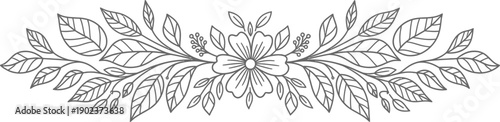 An elegant floral design featuring detailed leaves and a central blossom ideal for various applications on transparent background silhouette high quality