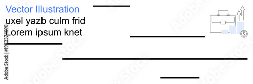 Business planning, financial growth, data analysis, profitability strategies, productivity improvement, investment insights. Minimalistic elements a briefcase and a chart. Business planning