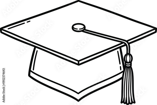 A simple line drawing of a graduation cap perfect for educational designs on transparent background silhouette high quality professional detailed modern