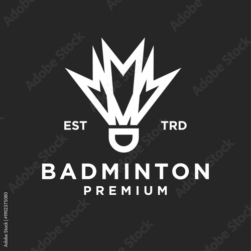 Badminton Shuttlecock Sport Logo Design with Premium Text