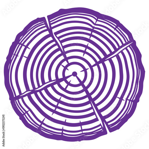 Purple Tree Stump Cross Section Illustration Nature Wood Texture Design