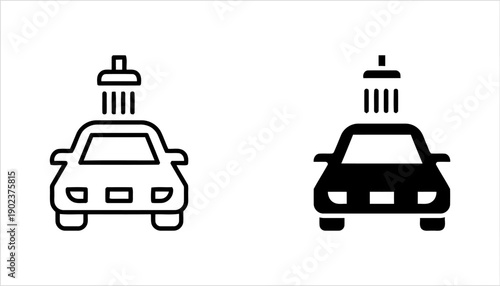 Automatic car wash shower system line and solid icons