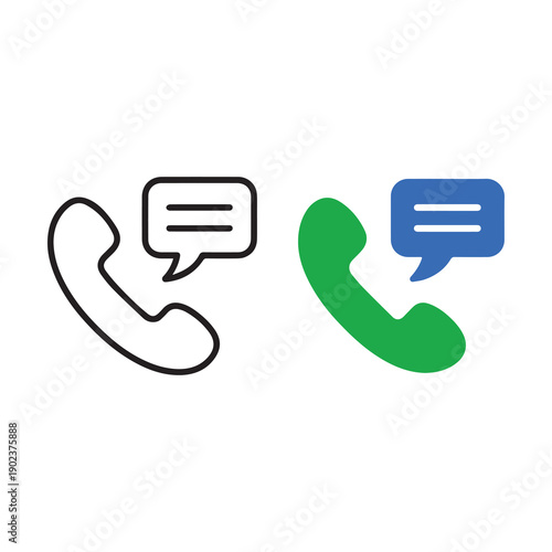 Two stylized phone icons with speech bubbles for communication concepts