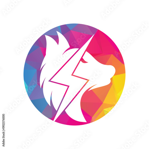 Thunder wolf logo design. Power, Wild animal and Energy logo concept icon vector.