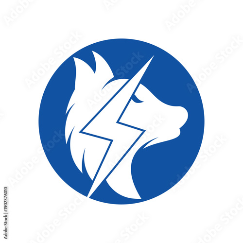 Thunder wolf logo design. Power, Wild animal and Energy logo concept icon vector.