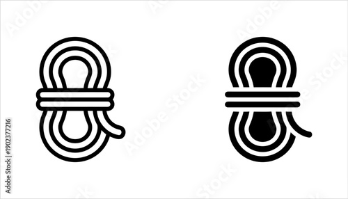 Bundle of rope icon in outline and solid black styles for outdoor or adventure themes