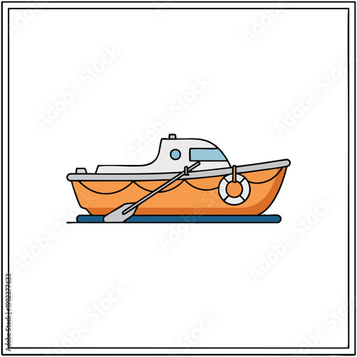 Orange Rescue Boat Illustration