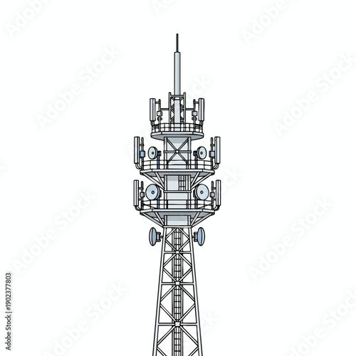 Telecommunications Tower with Antennae and Equipment