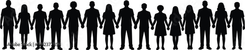 A Group of Silhouetted People Holding Hands in a Line