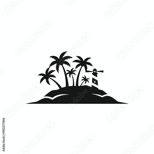 Palm Trees on a Deserted Island with a Pirate Flag