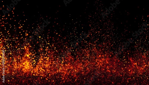 An abstract image features a fiery orange and red glow emerging from the bottom against a stark black background