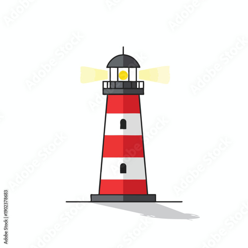 Red and White Lighthouse Illustration