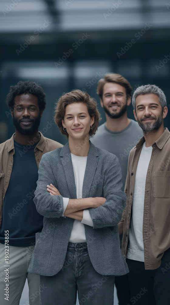 Obraz premium Multi-ethnic team break at modern office professional portrait collaborative environment