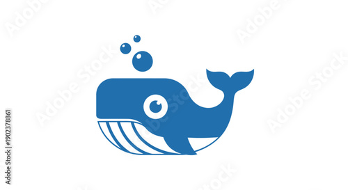 Blue Whale Iconic Simple Design Illustration.